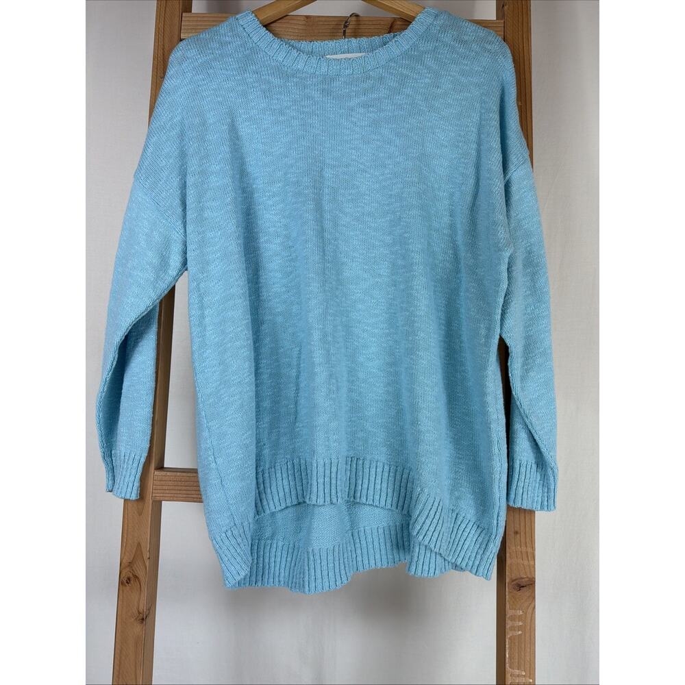 NWT Cotton Country Turquoise Crew Neck Long Sleeve Sweater #1196 Size XL